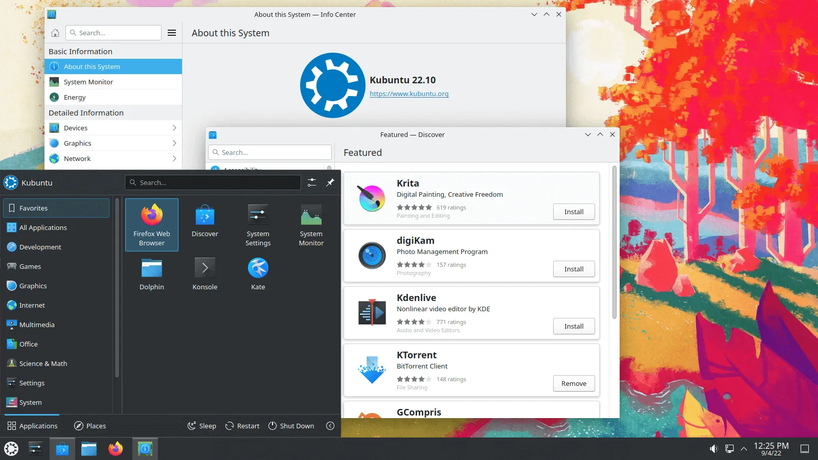 KDE Plasma asztal 5.25 Kubuntu 22.10 verziójára telepítve