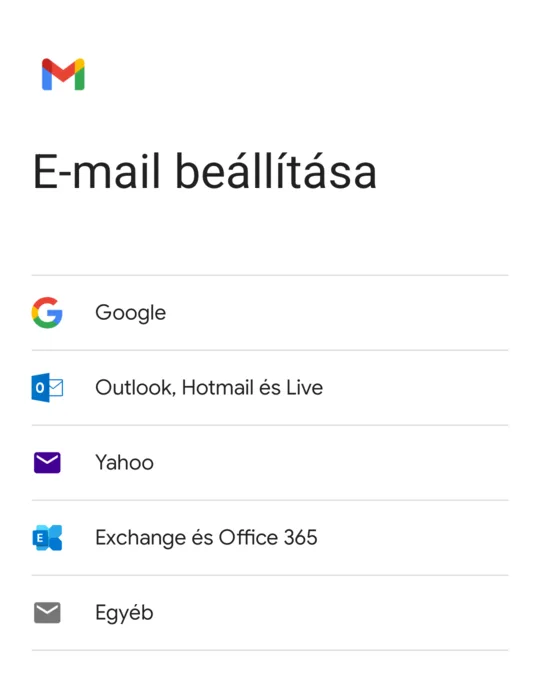 E-mail beállítása: Google, Outlook, Hotmail és Live, Yahoo, Exchange és Office 365, Egyéb