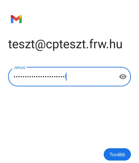 A Jelszó mező kitöltve