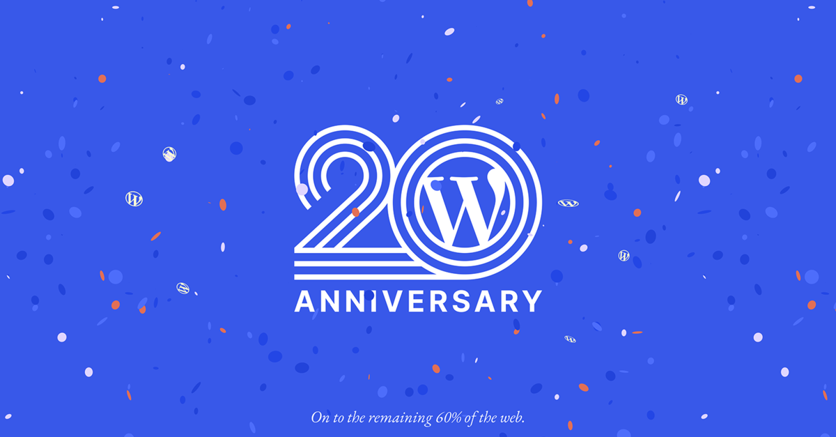 WordPress: 20 éves évforduló blog OG kép